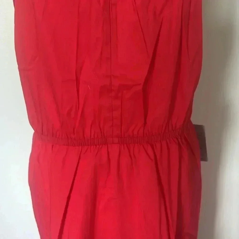 NWT Maggy London Halter Neck O-Ring Poplin Midi Dress-Tomato Puree Size 14 - Picture 4 of 9